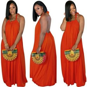 Sexy Backless Halter Maxi Dress